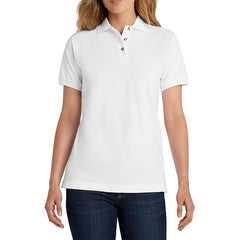Women's Short Sleeve Heavyweight Cotton Soft Pique Polo T-shirt White