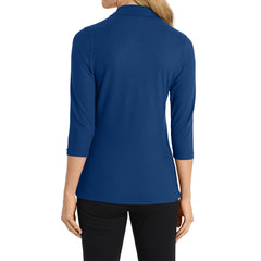 Mafoose Women's Soft Silk Touch 3/4-Sleeve Classic Polo Top Royal