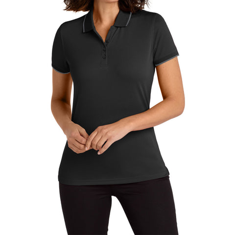 Women's Dry Zone UV Micro-Mesh Tipped Polo-Deep Black/ Graphite