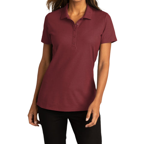 Womens Short Sleeve Easy Care SuperPro React Polo Shirt-Burgundy