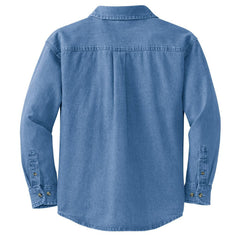 YEL oose Women's Long Sleeve Value Denim Shirt Faded Blue-Back