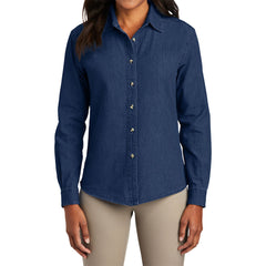 Yellow Rooster Women's Open Collar Relaxed Look Value Denim Long Sleeve Shirt