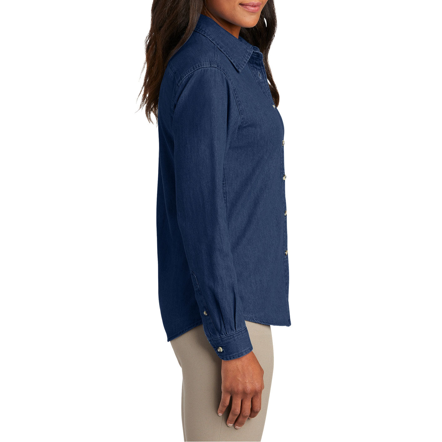 Yellow Rooster Women's Open Collar Relaxed Look Value Denim Long Sleeve Shirt