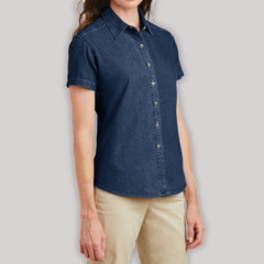 Yellow Rooster Women's Cotton Value Denim Relaxed Look Short Sleeve Shirt