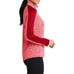 PosiCharge Electric Heather Colorblock 1/4-Zip Pullover- Deep Red Electric-Deep Red