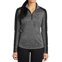 PosiCharge Electric Heather Colorblock 1/4-Zip Pullover- Grey-Black Electric-Black