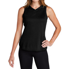 Women's PosiCharge Tri-Blend Wicking Draft Hoodie Tank - Black/ Black Triad Solid