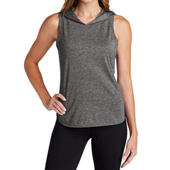 Women's PosiCharge Tri-Blend Wicking Draft Hoodie Tank - Black/ Dark Grey Heather