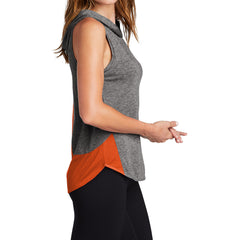 Women's PosiCharge Tri-Blend Wicking Draft Hoodie Tank - Deep Orange/ Dark Grey Heather