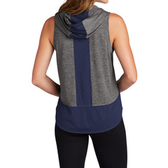 Women's PosiCharge Tri-Blend Wicking Draft Hoodie Tank - True Navy/ Dark Grey Heather