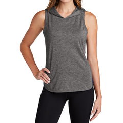 Women's PosiCharge Tri-Blend Wicking Draft Hoodie Tank - True Navy/ Dark Grey Heather