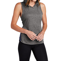 Women's PosiCharge Tri-Blend Wicking Draft Hoodie Tank - True Navy/ Dark Grey Heather