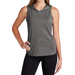 Women's PosiCharge Tri-Blend Wicking Draft Hoodie Tank - True Red/ Dark Grey Heather