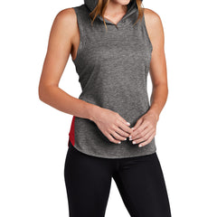 Women's PosiCharge Tri-Blend Wicking Draft Hoodie Tank - True Red/ Dark Grey Heather