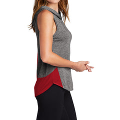 Women's PosiCharge Tri-Blend Wicking Draft Hoodie Tank - True Red/ Dark Grey Heather