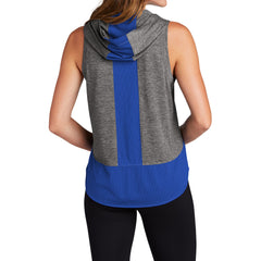 Women's PosiCharge Tri-Blend Wicking Draft Hoodie Tank - True Royal/ Dark Grey Heather