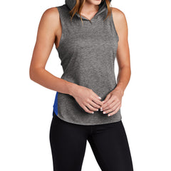 Women's PosiCharge Tri-Blend Wicking Draft Hoodie Tank - True Royal/ Dark Grey Heather