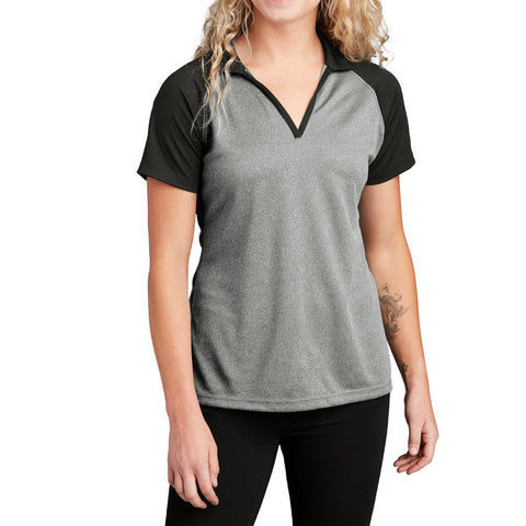 Women's PosiCharge RacerMesh Raglan Heather Block Polo Breathable, Moisture-Wicking, Modern Team Look