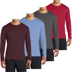 4-Pack Men's Long Sleeve Quick-Dry Performance T-shirts – UPF 50 Sun Protection