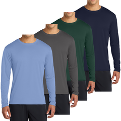 4-Pack Men's Long Sleeve Quick-Dry Performance T-shirts – UPF 50 Sun Protection