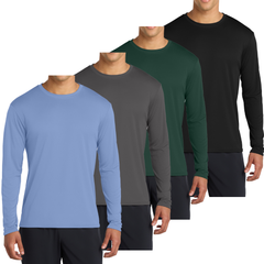 4-Pack Men's Long Sleeve Quick-Dry Performance T-shirts – UPF 50 Sun Protection