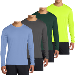 4-Pack Men's Long Sleeve Quick-Dry Performance T-shirts – UPF 50 Sun Protection