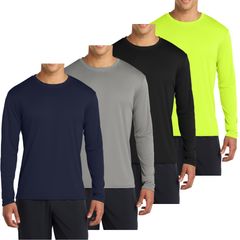 4-Pack Men's Long Sleeve Quick-Dry Performance T-shirts – UPF 50 Sun Protection