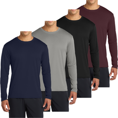 4-Pack Long Sleeve Quick-Dry Moisture Wicking Sun Protection T-shirts