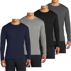 4-Pack Long Sleeve Quick-Dry Moisture Wicking Sun Protection T-shirts