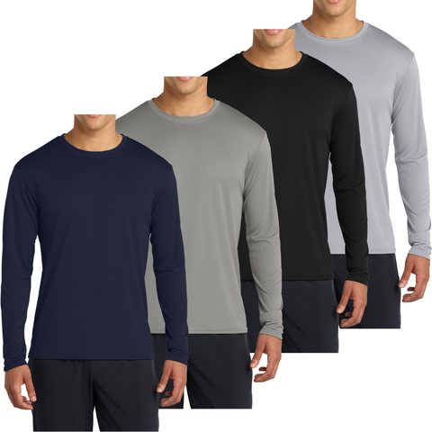 Men’s Casual UPF 50 Long Sleeve Performance T-Shirt Pack of 4