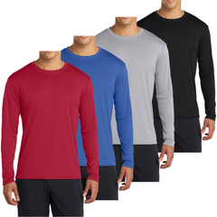 4-Pack Men's Long Sleeve Quick-Dry Performance T-shirts – UPF 50 Sun Protection