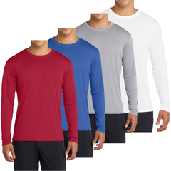 4-Pack Men's Long Sleeve Quick-Dry Performance T-shirts – UPF 50 Sun Protection