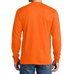 Men's Long Sleeve Core Cotton Tee - S. Orange - Back