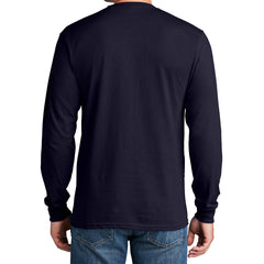 Men's Long Sleeve Core Cotton Tee - True Navy - Back