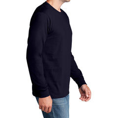 Men's Long Sleeve Core Cotton Tee - True Navy - Side