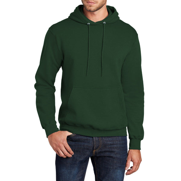 Men's Core Fleece Pullover Hooded Sweatshirt Cozy Cotton Poly Fleece with Air Jet Yarn Softness and Two-Ply Hood-Dark Green