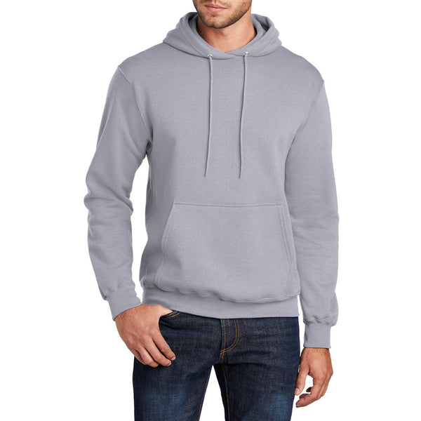 Men's Core Fleece Pullover Hooded Sweatshirt Cozy Cotton Poly Fleece with Air Jet Yarn Softness and Two-Ply Hood-Silver