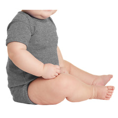 Infant Short Sleeve Baby Rib Bodysuit-Granite Heather