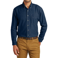 Men's Soft Cotton Long Sleeve Value Denim Shirt with Pocket