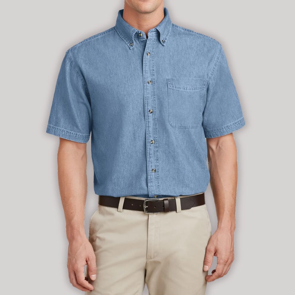 Yellow Rooster Men's Value Soft & Comfortable Cotton Short Sleeve Denim Shirt