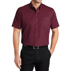 Men's Short Sleeve Super Pro Twill Shirt - Burgundy