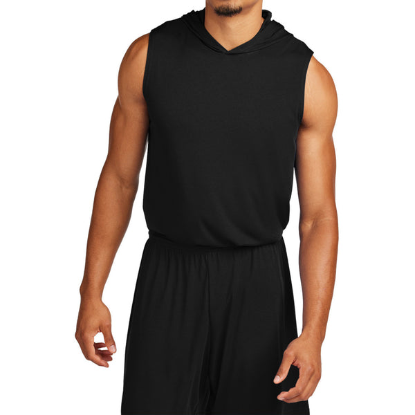 Men's Competitor Sleeveless Hoodie Lightweight Moisture-Wicking UPF 30 Performance Wear-Black