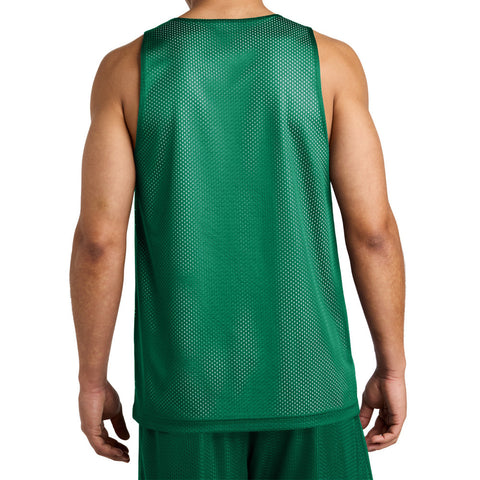 Men's PosiCharge Reversible Mesh Moisture-Wicking Lightweight Double-Layer Performance Tank-Kelly Green/ White