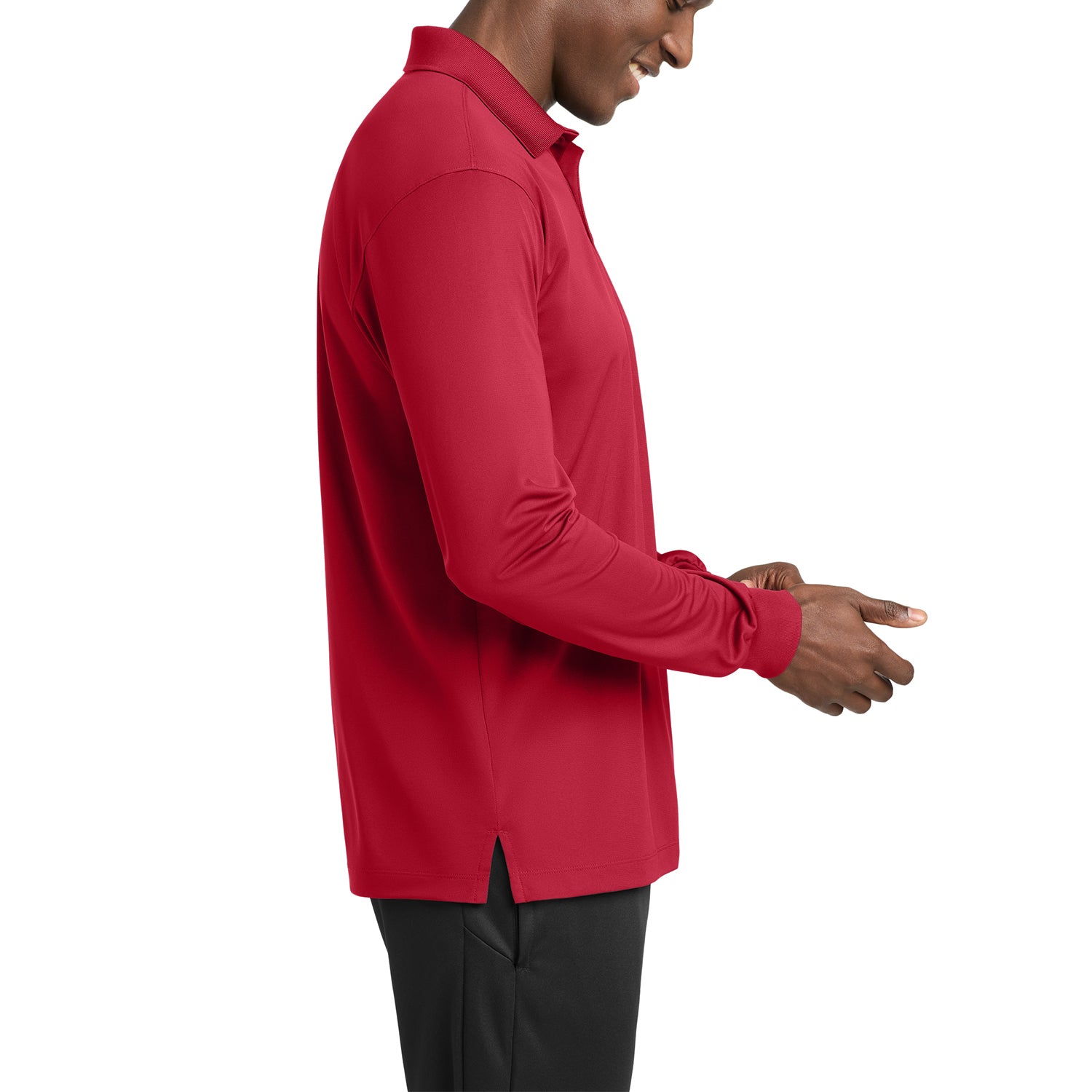 Yellow Rooster Men's Polyester Tricot Micropique Sport-Wick Long Sleeve Moisture Wicking Polo T-shirt