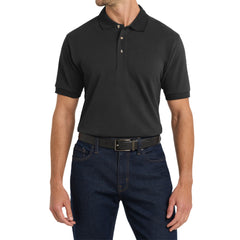 Men's Tall Heavyweight Cotton Pique Polo Combed Cotton Garment Washed for Softness Horn-Tone Buttons