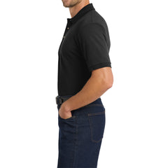 Men's Tall Heavyweight Cotton Pique Polo Combed Cotton Garment Washed for Softness Horn-Tone Buttons