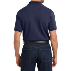 Men's Tall Heavyweight Cotton Pique Polo Combed Cotton Garment Washed for Softness Horn-Tone Buttons