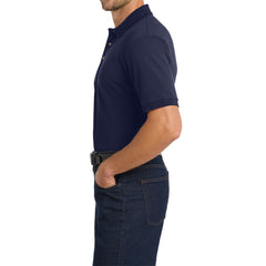 Men's Tall Heavyweight Cotton Pique Polo Combed Cotton Garment Washed for Softness Horn-Tone Buttons