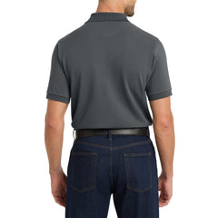 Men's Tall Heavyweight Cotton Pique Polo Combed Cotton Garment Washed for Softness Horn-Tone Buttons