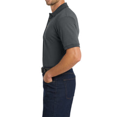 Men's Tall Heavyweight Cotton Pique Polo Combed Cotton Garment Washed for Softness Horn-Tone Buttons